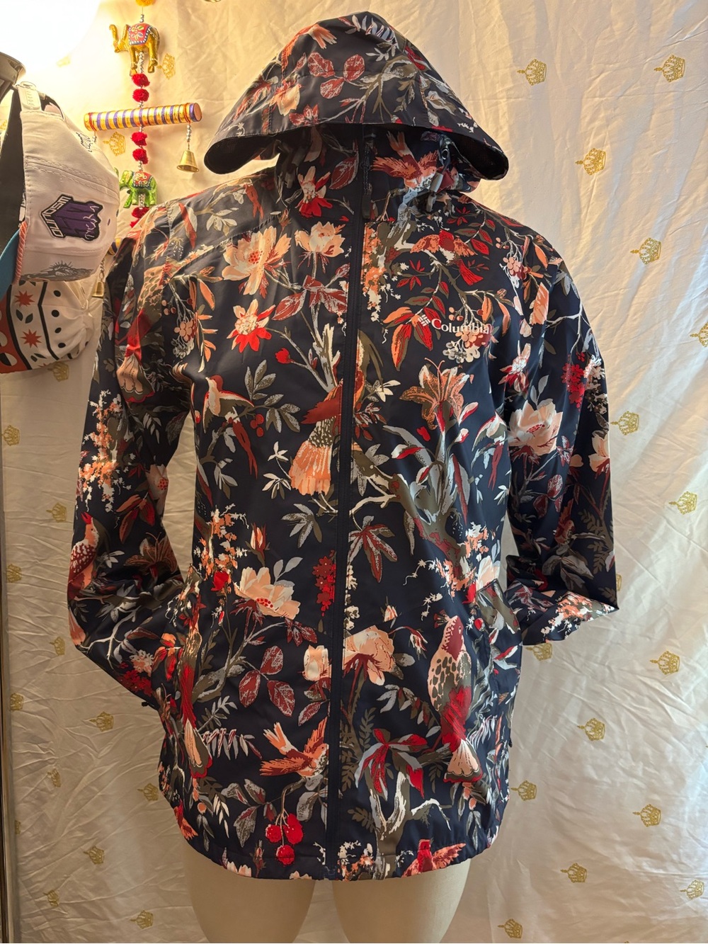 Columbia Navy Floral Hooded Utility Jacket